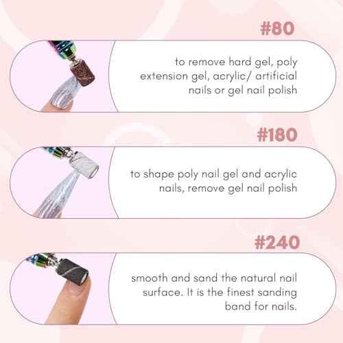 Makartt Sanding Bands for Nail Drill-100 Pcs Nail File Sanding Bands for Drill Bits #180 Medium Grits for Acrylic Nails Gel Removing and Shaping, Upgrade Thicker Durable Sanding Drill Bit, White