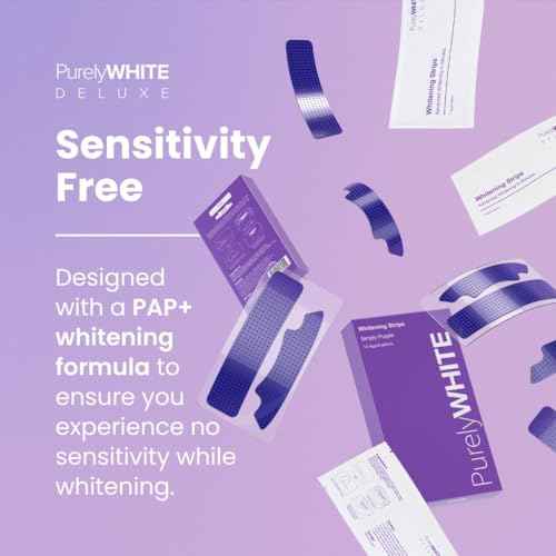 PurelyWHITE | Purple Whitening Strips | Teeth Whitener, Peroxide-Free, Enamel Safe, Deep Stains Removal - Flouride-Free Teeth Whitening (28 Strips)