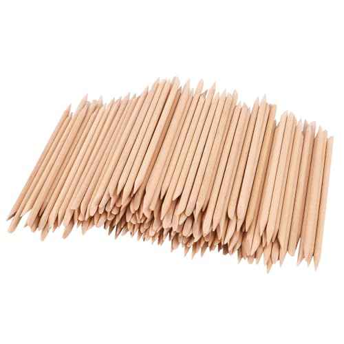 200PCS Orange Wood Nail Sticks, 4.5-Inch Double Sided Cuticle Pusher and Remover, Manicure and Pedicure Tool for Nail Art