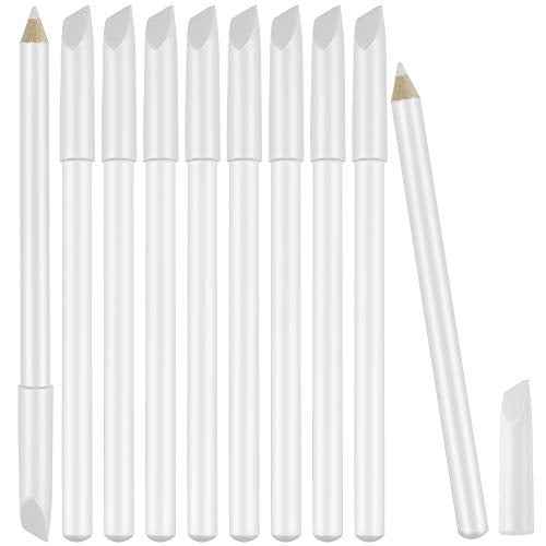 Maitys 10 Pieces White Nail Pencil 2-in-1 Whitening French Manicure Pencil Under Nail with Cuticle Pusher for Manicure Supplies Art DIY Tool