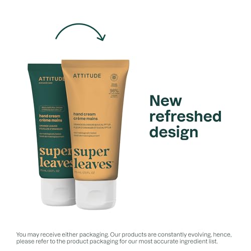 ATTITUDE Hand Cream, EWG Verified, Plant and Mineral-Based, Vegan Personal Care Products, Orange Blossom & Eucalyptus Scent, 2.5 Fl Oz