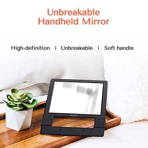 TASALON Hand Mirror, Handheld Mirror Unbreakable Shatterproof with Silicone Handle for Barber, Shower, Makeup and Salon - Black?
