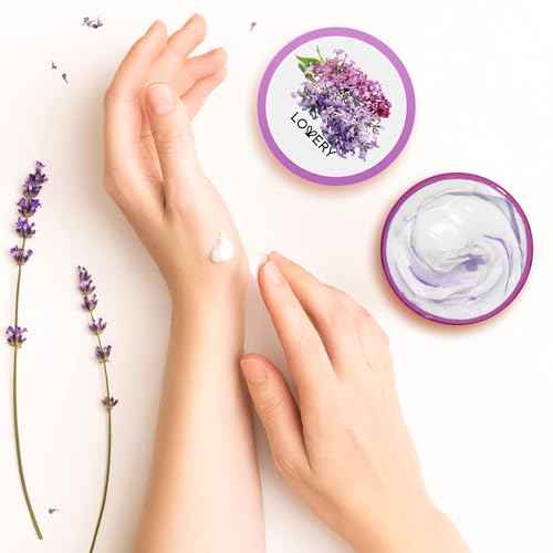 Lavender Lilac Body Butter - Shea Cream with Jojoba Oil & Vitamin E - Hydrating Natural Moisturizer for Hands - 5.74 Fl Oz