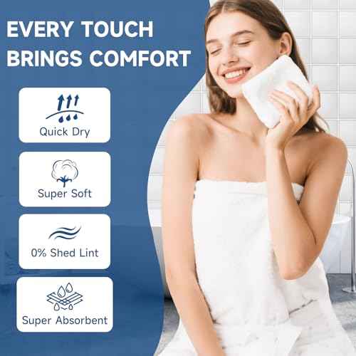 Coral Velvet White Washcloths 12 Pack, Highly Absorbent and Soft White Face Towels, Multi-Purpose Washcloths and Hand Towels for Bathroom, Hotel, Spa and Gym, 12 x 12 inches