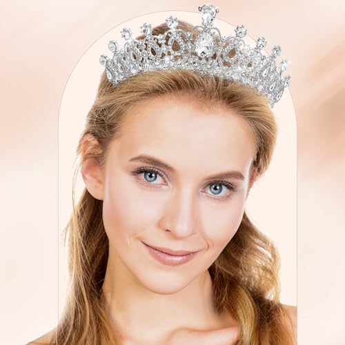 Landical 15 Pcs Silver Tiara and Crowns for Women Crystal Tiara Crown Headband with Comb Rhinestone Queen Princess Crown Hair Accessories for Christmas Bridal Party Prom Costume Cosplay Gifts