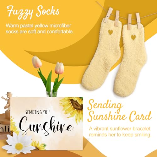 Get Well Soon Gift Baskets for Women, 9pcs Care Package for Women, After Surgery Recovery Gifts, Feel Better Set Thinking Of You - Sending You Hug Sunshine Box for Sick Friend