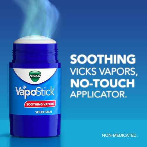 Vicks VapoStick, Solid Balm, No Mess, Soothing Non-Medicated Vicks Vapors, Easy-To-Use No-Touch Applicator, Quick Dry, Lightweight Skin Feel, 1.25oz x 2