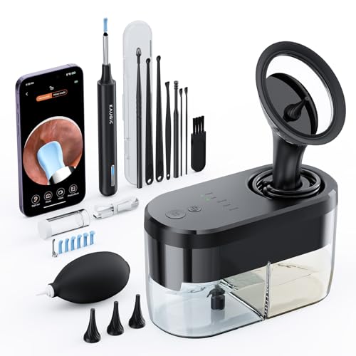 Ear Wax Removal Tool Camera - Ear Irrigation Flushing System Ear Cleaner with Camera 1080 HD, Ear Flushing Kit for Adults with One-Piece Waste Tank