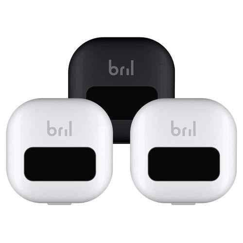 Bril UV-C Toothbrush Cleaner, Portable Cover, Magnetic Holder, and Travel Case for Any Size Toothbrush, White, Black (3 Pack)