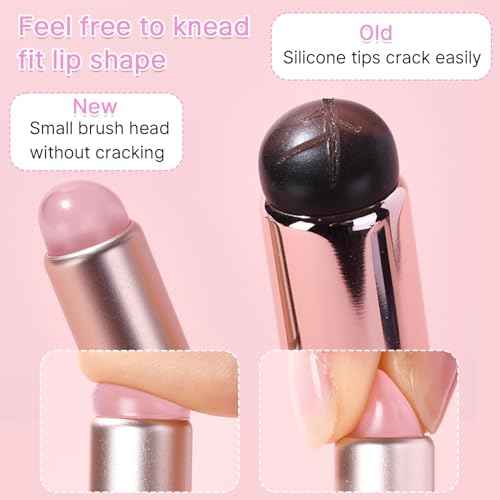 2 Pcs Silicone Lip Brush with Cap for Lipstick Lip Gloss(Pink)