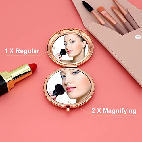 15th Birthday Compact Makeup Mirror, Round Stainless Steel Mirror with Tabletop Mount, Portable and Lightweight, Ideal for Travel and Daily Use