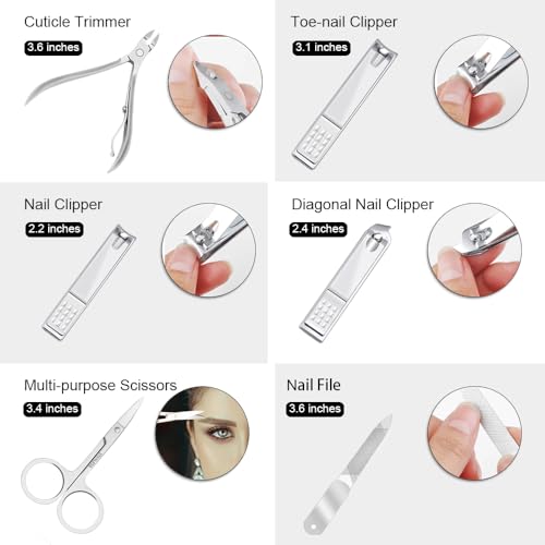 ZIZZON Nail Clippers Kit Manicure Pedicure set with Holographic Case(Pink)
