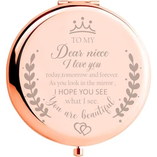 Soulpetals Niece Gifts Compact Mirror for Niece from Aunt to My Niece Makeup Mirror Birthday Gifts for Niece from Auntie Uncle Gifts for Niece Birthday Christmas