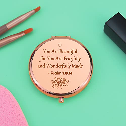 Inspirational Christian Gifts Verse Religious Gifts for Girls Sister Friends Encouragement Baptism Gift Compact Makeup Mirror for Her Motivational Gift Folding Makeup Mirror