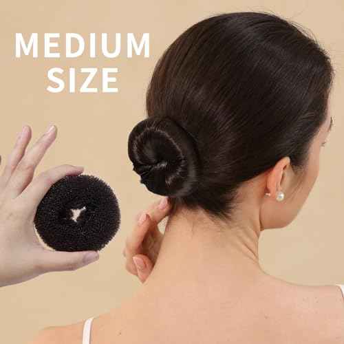 FANDAMEI Hair Bun Maker for Kids, 4PCS Donut Bun Maker Small with 4PCS Extra Small Hair Buns Kit. Ballet Hair Bun Maker for Kids, Hair Bun Set with Elastic Hair Ties, Hair Pins.(Brown)