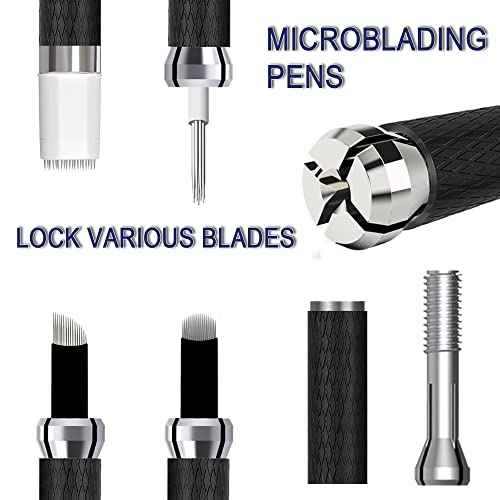 Microblading Pens 5 Piece Light Manual Tattoo Eyebrow Pens For Permanent Makeup Supplies Durable Aluminum Pen With Lock-Pin Tech Tattoo Microblading Pen(Style-1)