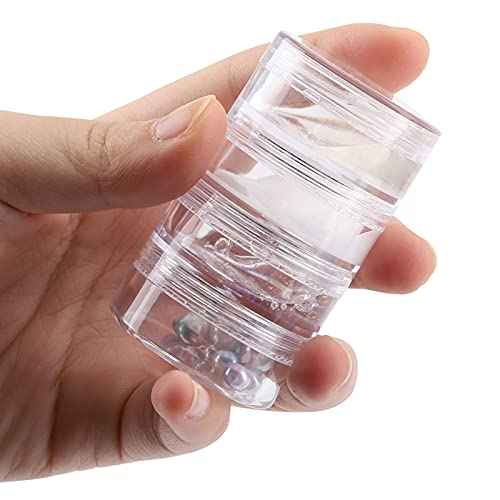 5 Set (20 Pieces) Stackable Cosmetic Containers with Screw Lids and Labels£¬10 Grams Clear Plastic Empty Jars Small Makeup Sample Containers for Beauty Products