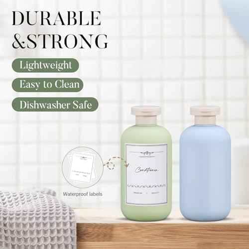 3 PACK Travel Shampoo Bottle, Empty Plastic Squeeze Bottles 6.8oz with Flip Cap, Lotion Container for Toiletries Travel Size Shampoo and Conditioner