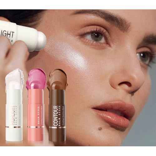 3-piece contouring set, highlighting and contouring trio, for a natural makeup finish (01)