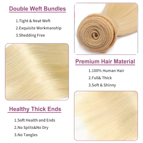 613 Bundle Human Hair 28 Inch Straight Blonde 1 Bundle Human Hair 14A Grade 100% Unprocessed Brazilian Virgin 613 Straight 1 Bundle