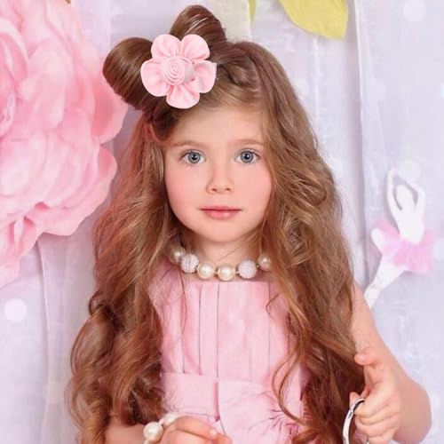 Tiny 2 Inch Flower Hair Bows Clips - Lined Boutique Alligator Hat Hairpin for Baby Girls, Toddlers, and Little Teens - Kids Barrettes Set of 2 Small Stylish