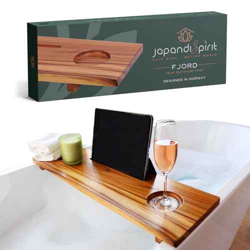 Superior Bathtub Table Tray for Small Tubs - Adjustable Bath Tub Tray Wood - Sustainable Minimalist Teak Bathtub Shelf Across Tub - Anti-Slip Bathroom Accessories Holders for Tub 29" in.