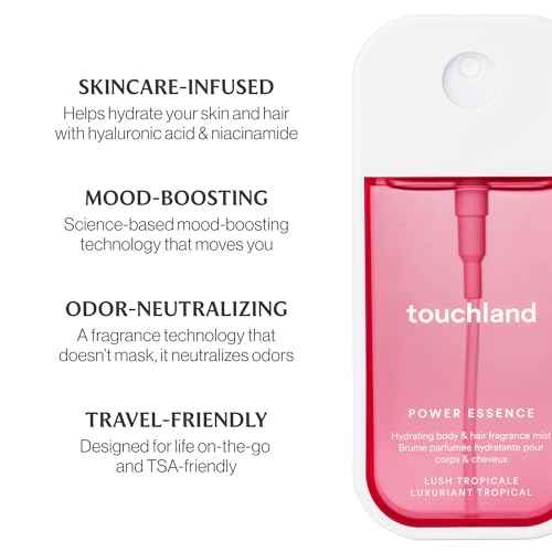 Touchland Power Essence Hydrating Body & Hair Fragrance, Lush Tropicale, 2 FL. OZ. Travel Size Body Mist