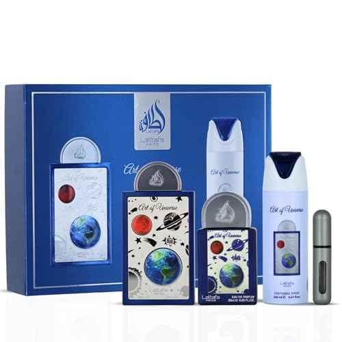 Lattafa Pride Art Of Universe For Unisex 3 Piece Gift Set (3.4 Fl Oz EDP + 0.65 Fl Oz EDP + 6.67 Fl Oz Deo)