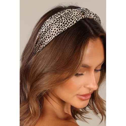 Knotted Fashion Hairbands and Hair Hoops: Non-Slip Top Knot Headbands with Leopard Print for Women and Girls - 4PCS Beige Brown Hair Accessories Set