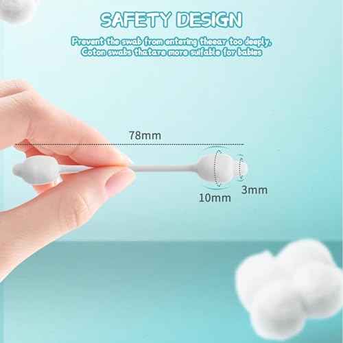 Baby Cotton Swabs, Organic Chlorine-Free Safety Swabs for Kids or Newborn Babies, 100% Biodegradable Gentle Baby Qtips, Cruelty-Free & Hypoallergenic Children Cotton Buds (4 packs of 55 ct. Total 220)