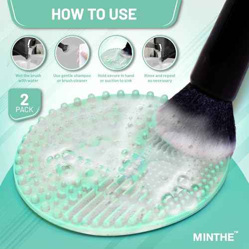 MINTHE¢â Makeup Brush Cleaner Mat | 2 Pack | Silicone Make up Cleaning Pad