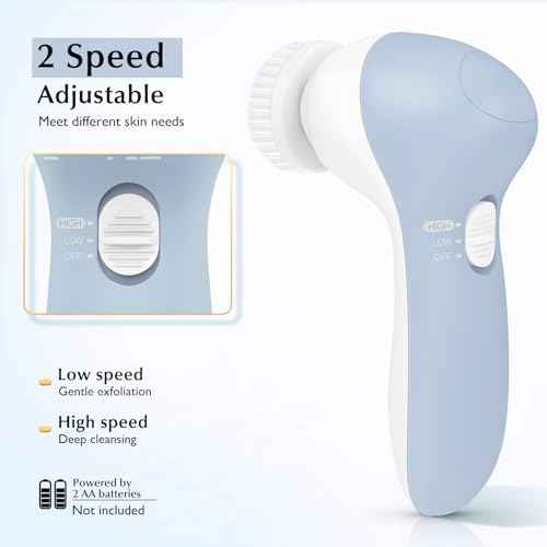 COSLUS Facial Cleansing Brush Silicone Face Scrubber: 2 in1 FBS-D Electric Exfoliating Massage Device Waterproof Deep Cleaning Exfoliation Rotating Spa Machine - Electronic Skin Care Wash Clean System