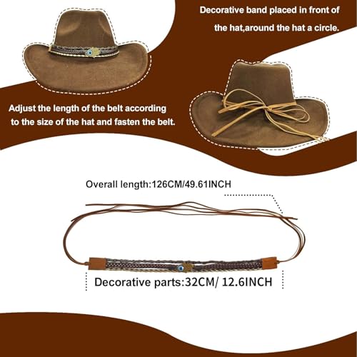 Cowboy Hat Bands for Men Women, Leather Hatbands Belt for Cowboy/Western/Fedora/Cowgirl Hats