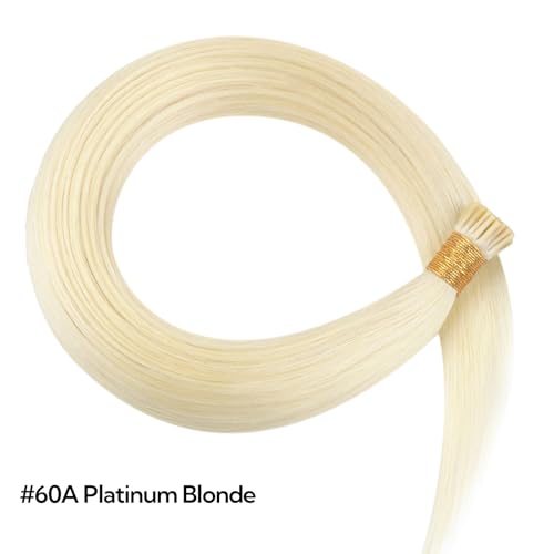 HOTBANANA I Tip Hair Extensions Human Hair, 24 Inch 50g 50s Platinum Blonde Pre Bonded ITip Hair Extensions Cold Fusion I Tip Extensions Straight I Tips Hair Extensions