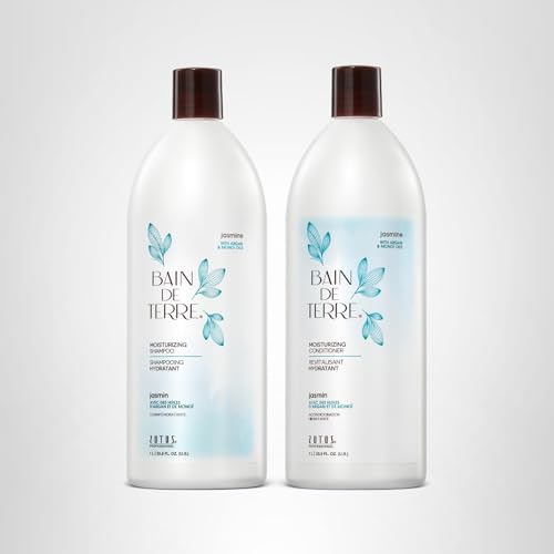 Bain de Terre Moisturizing Shampoo and Conditioner Set | Dry & Damaged Hair | Argan & Monoi Oils | Paraben Free | 33.8 Fl Oz