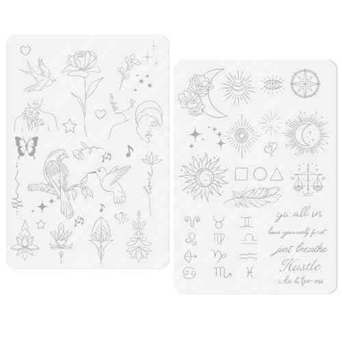1PC White Tiny Tattoo Practice Skin - Double Sided Silicone Tattoo Training Pads With Over 50 Different Stencil Designs