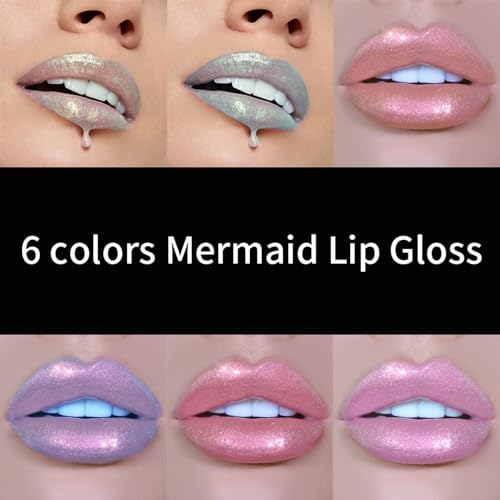 MAEPEOR Glitter Liquid Lipsticks Set 6 Colors Diamond Shimmer Metallic Lipstick Waterproof Long Lasting Makeup Kit Face Eye Glow Shimmer Shinning Lip Gloss Set (Set 01)