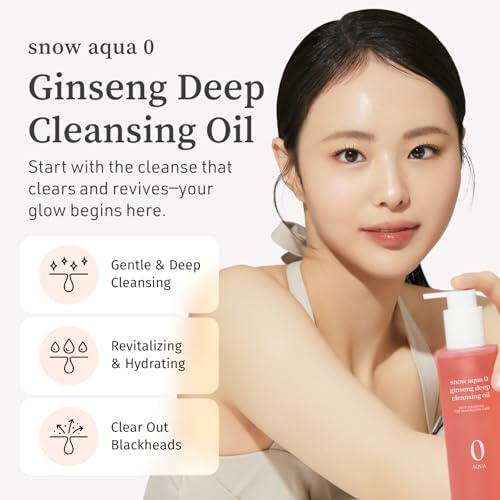 NOONI Korean Cleansing Oil - Snow Aqua 0 Ginseng Deep Cleansing Oil | Makeup Blackhead Remover, Pore Care Control, Glass Skin, Helps Control Sebum, Revitalizing Care, Stocking Stuffers, 6.76 Fl Oz