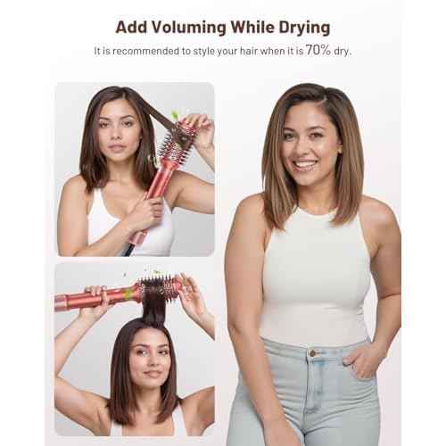 5 in 1 Hot Air Styler & Hair Styler- High-Speed Hair Dryer Brush, Fast Drying Blow Dryer Brush No Heat Damage Multi-Styler Auto Wrap Curlers for Volumizing Curl Straighten Frizz-Free with Travel Bag