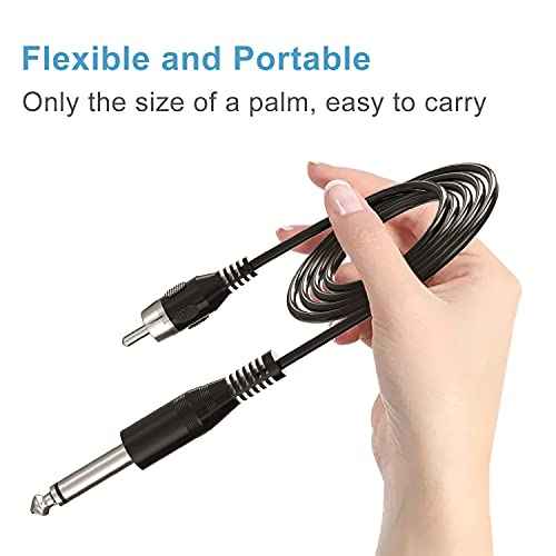 Ancable 6-Feet Tattoo Clip Cord, 6.35mm to RCA Connector Silicone Clip Cable, Suitable for Tattoo Pen & Rotary Machine, Black