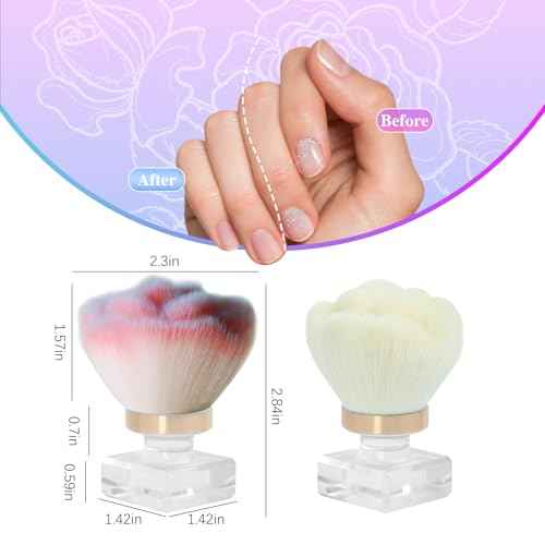 Nail Dust Brush for Nails, Nail Art Dust Powder Remover Brush, Pink Rose Cleaner Brush for Makeup or Blush Nail Arts Brush, Nail Dusting Brush Tools