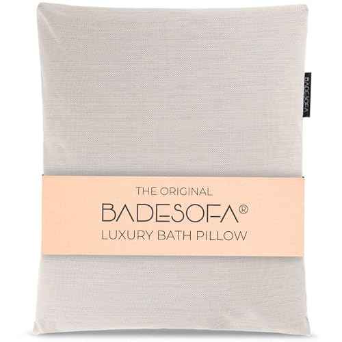 BADESOFA¢ç Luxury Bathtub Pillow L - Large Bath Pillow for Therapeutic Neck and Back Support Quick-Drying - Full Body Bath Tub Cushion - Luxury Spa Cushion in Ivory Pearl