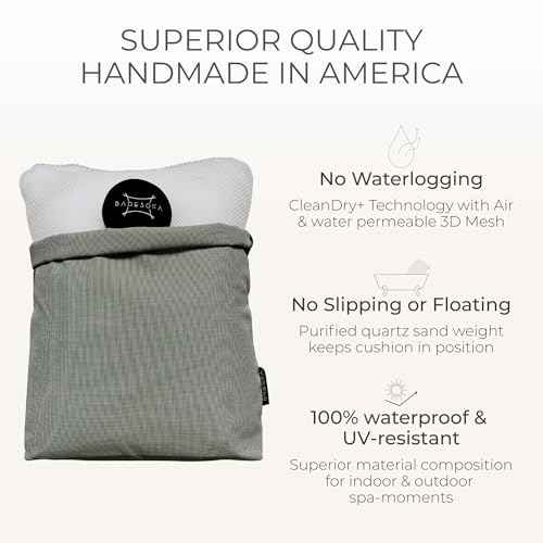 BADESOFA¢ç Luxury Bathtub Pillow L - Large Bath Pillow for Therapeutic Neck and Back Support Quick-Drying - Full Body Bath Tub Cushion - Luxury Spa Cushion in Ivory Pearl