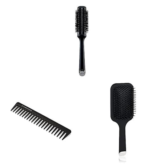 ghd Essential Brush Trio with Ceramic Radial Brush, Paddle Brush and Detangling Comb, 3-pc Set