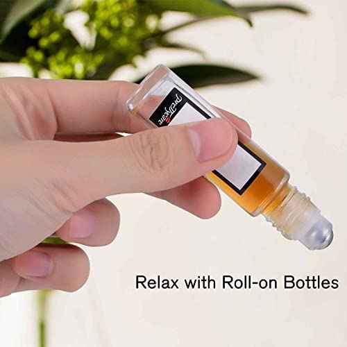 PrettyCare 4 Pack, 10 ml Essential Oil Roller Bottles with Stainless Steel Roller Ball - Refillable Leak-proof Empty Thick Clear Glass Roll on Bottles with Metal Caps for Travel, Perfume