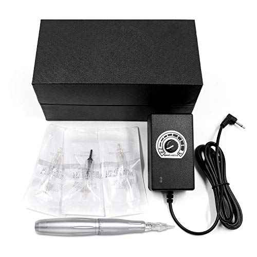 Eyebrow Tattoo Machine Pen - BIOMASER Profession Rotary Permanent Makeup Tattoo Pen Tattoo Gun Eyebrow Carving Kit for P300 with 3 Cartridge Needles for Eyeliner Lip Counter