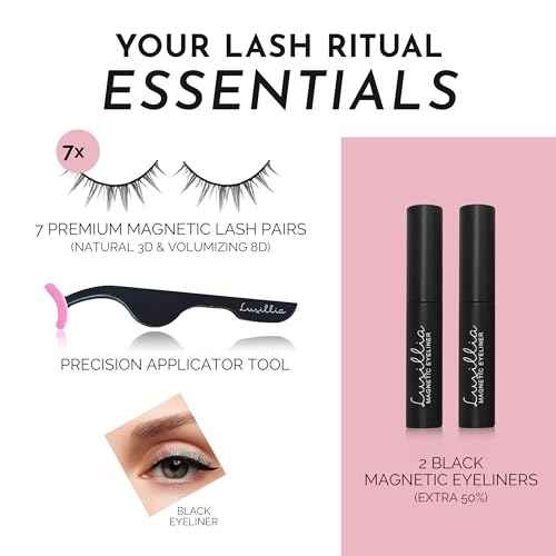 Luxillia Magnetic Eyelashes Kit ? 10 Piece Magnetic Eyelash & Eyeliner Set with Applicator ? Natural Look Easy Apply Reusable Fake Extension Lashes, No Glue ? Pesta?as Postizas Magn?ticas Naturales