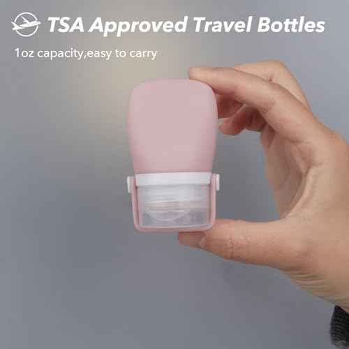 1oz Travel Bottles for Toiletries, Silicone Leak-Proof TSA Approved Travel Size Containers (4-Pack) - Reusable Refillable Bottles for Shampoo, Body Wash, Lotion