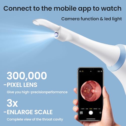 Tonsil Stone Remover with Camera, Electronic Tonsil Stone Removal Kit with LED Light,3 Suction Levels,Fight Bad Breath,Tonsil Stone Vacuum,USB Rechargeable
