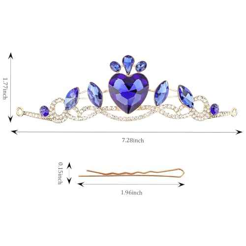CAVETEE Birthday Crown for Women, Princess Tiara Royal Blue Happy Birthday Girl Crown Decorations